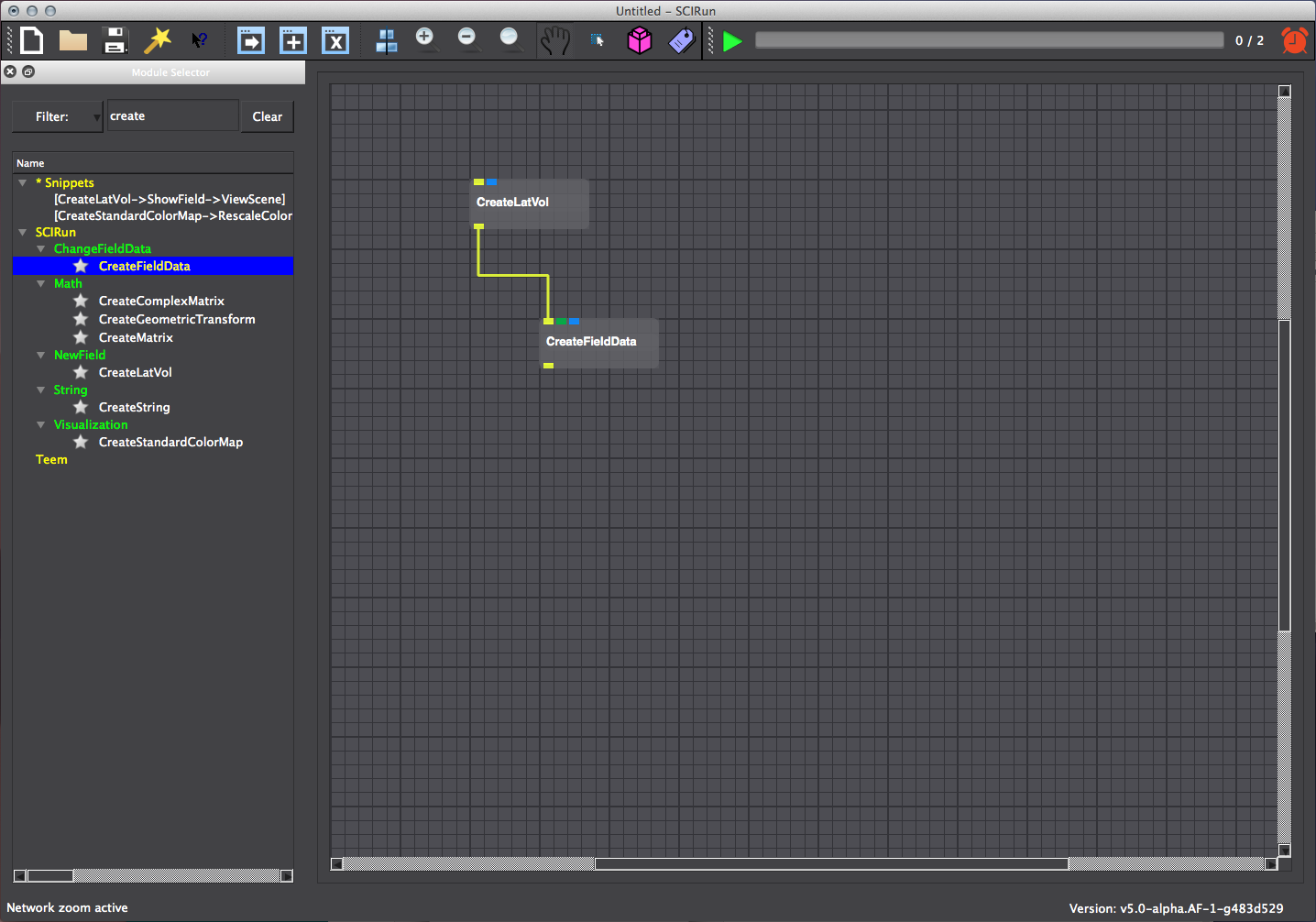 Create lattice volume field using CreateLatVol module.