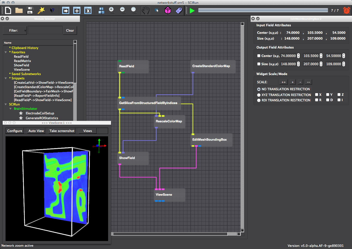 Change the scale of the mesh’s bounding box using the Scale Widget in the EditMeshBoundingBox UI.