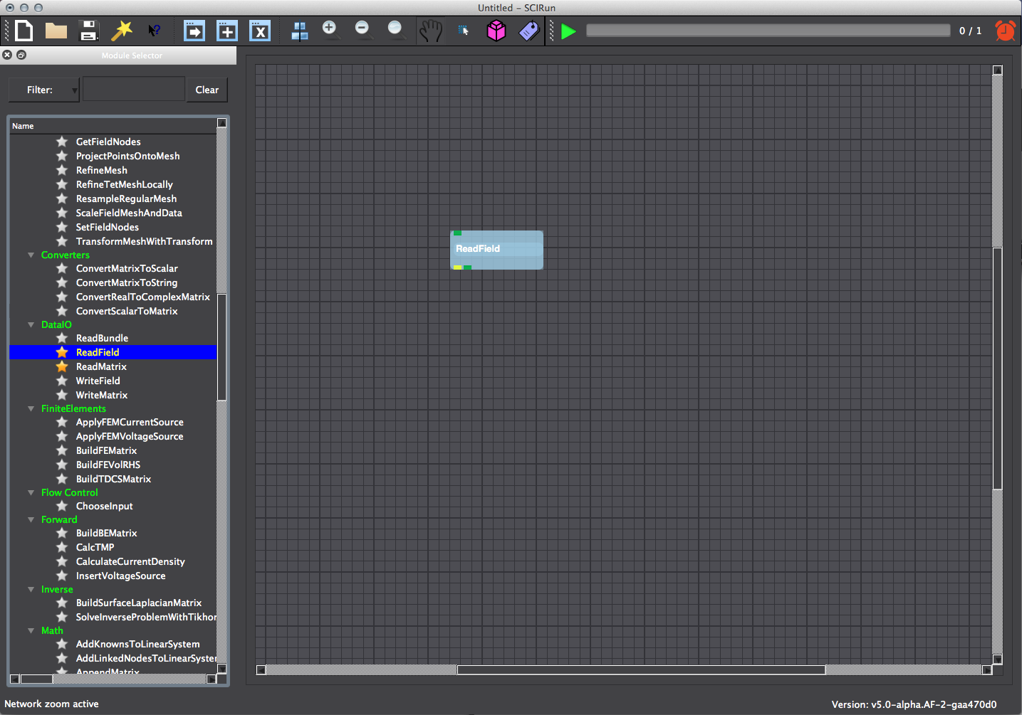 Locate ReadField module using scroll bar in the Module Selector.