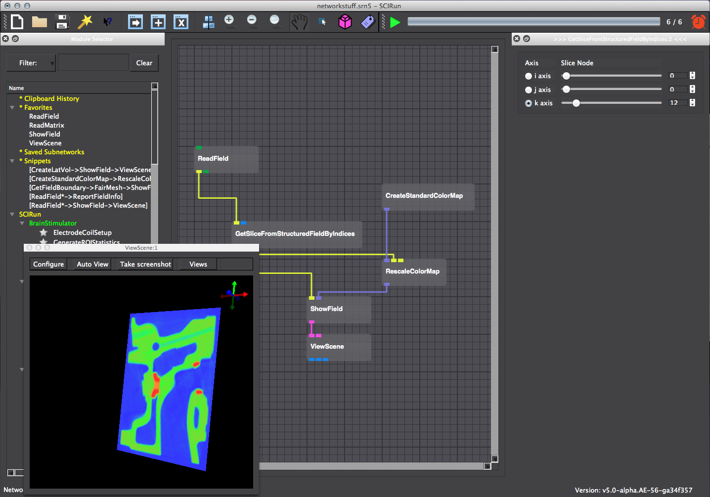 Different cross sections can be visualized within the geometry using GetSlicesFromStructuredFieldbyIndices. 