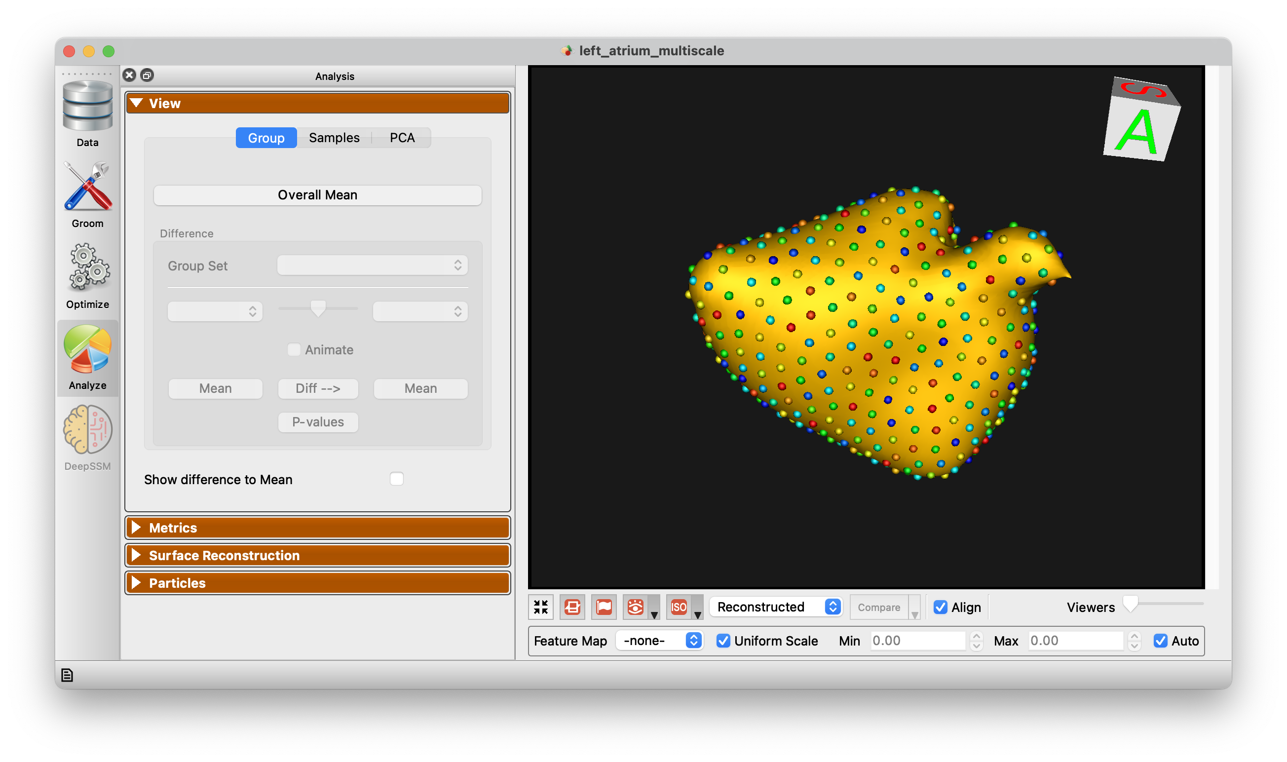 ShapeWorks Studio Analysis View Panel