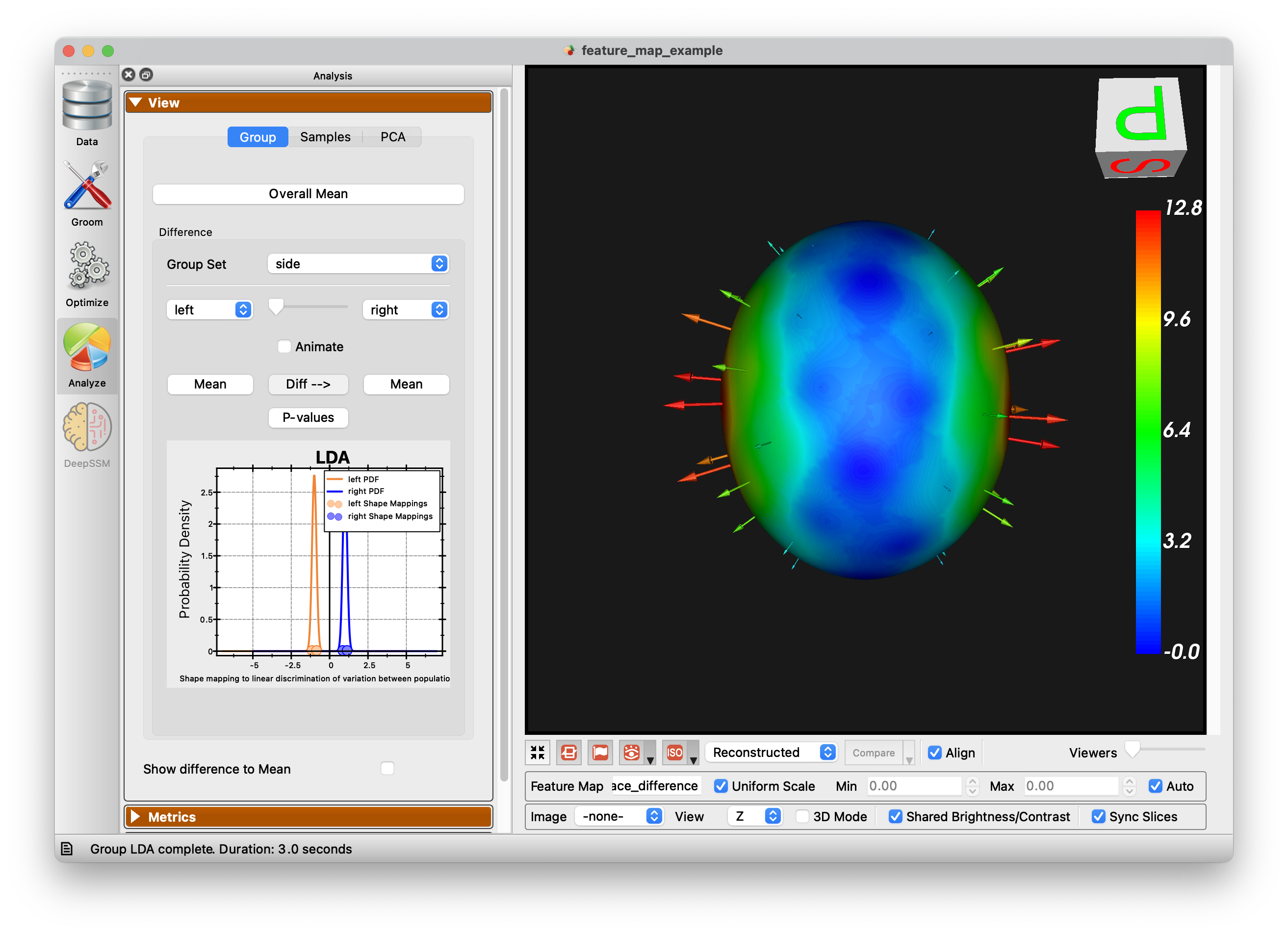 ShapeWorks Studio Analysis View Panel Group Display