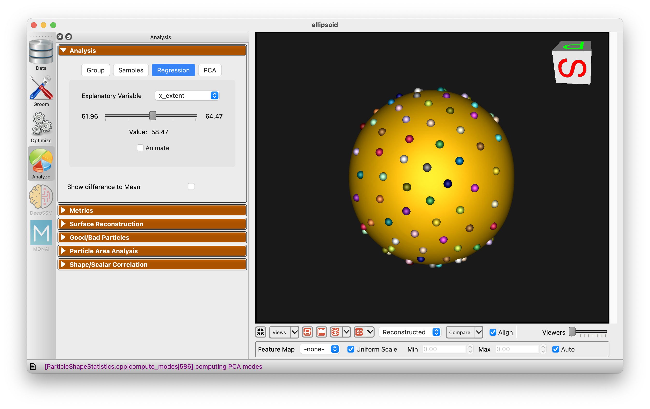 ShapeWorks Studio Analysis View Panel Regression Display