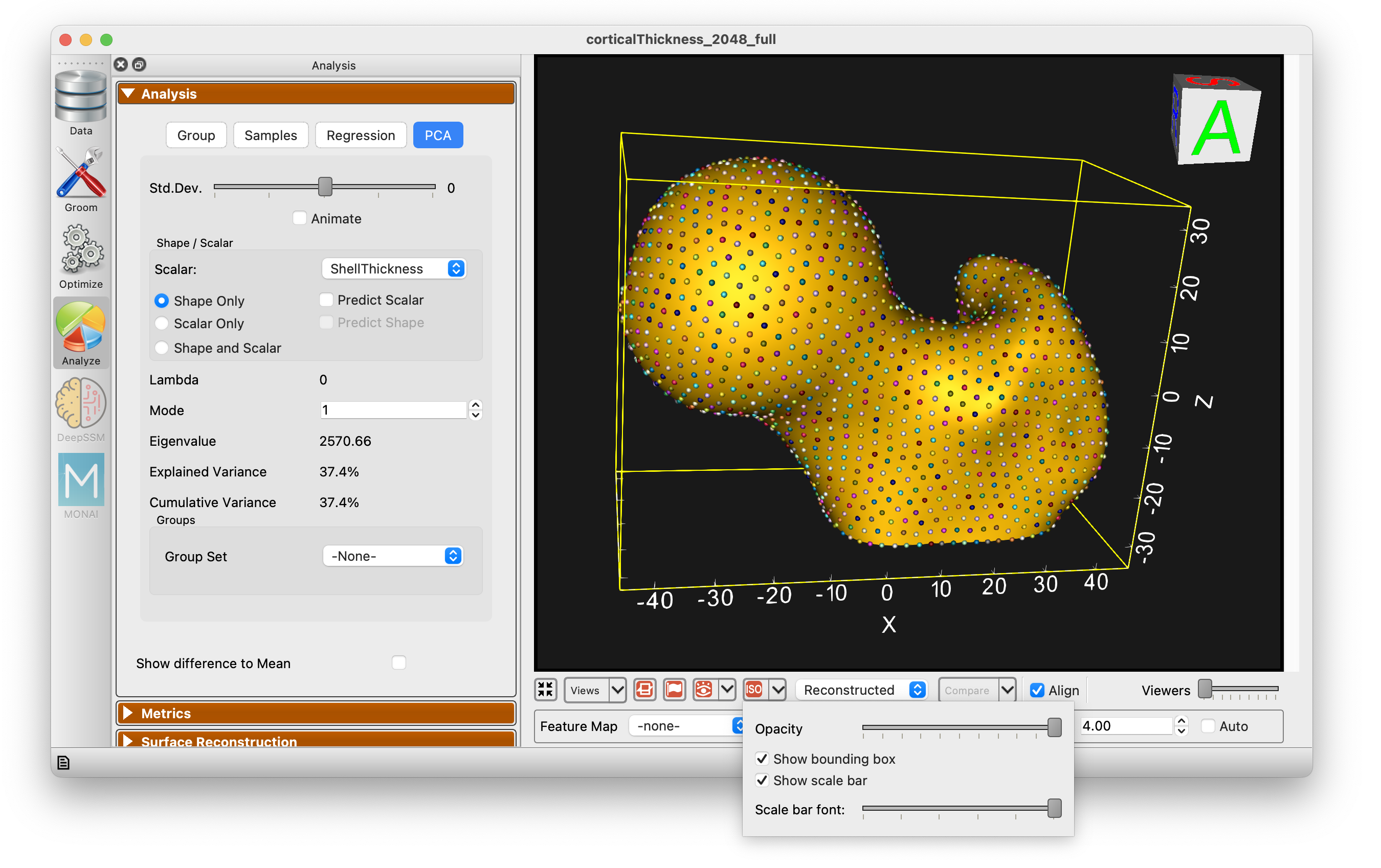 Bounding box and scale bar