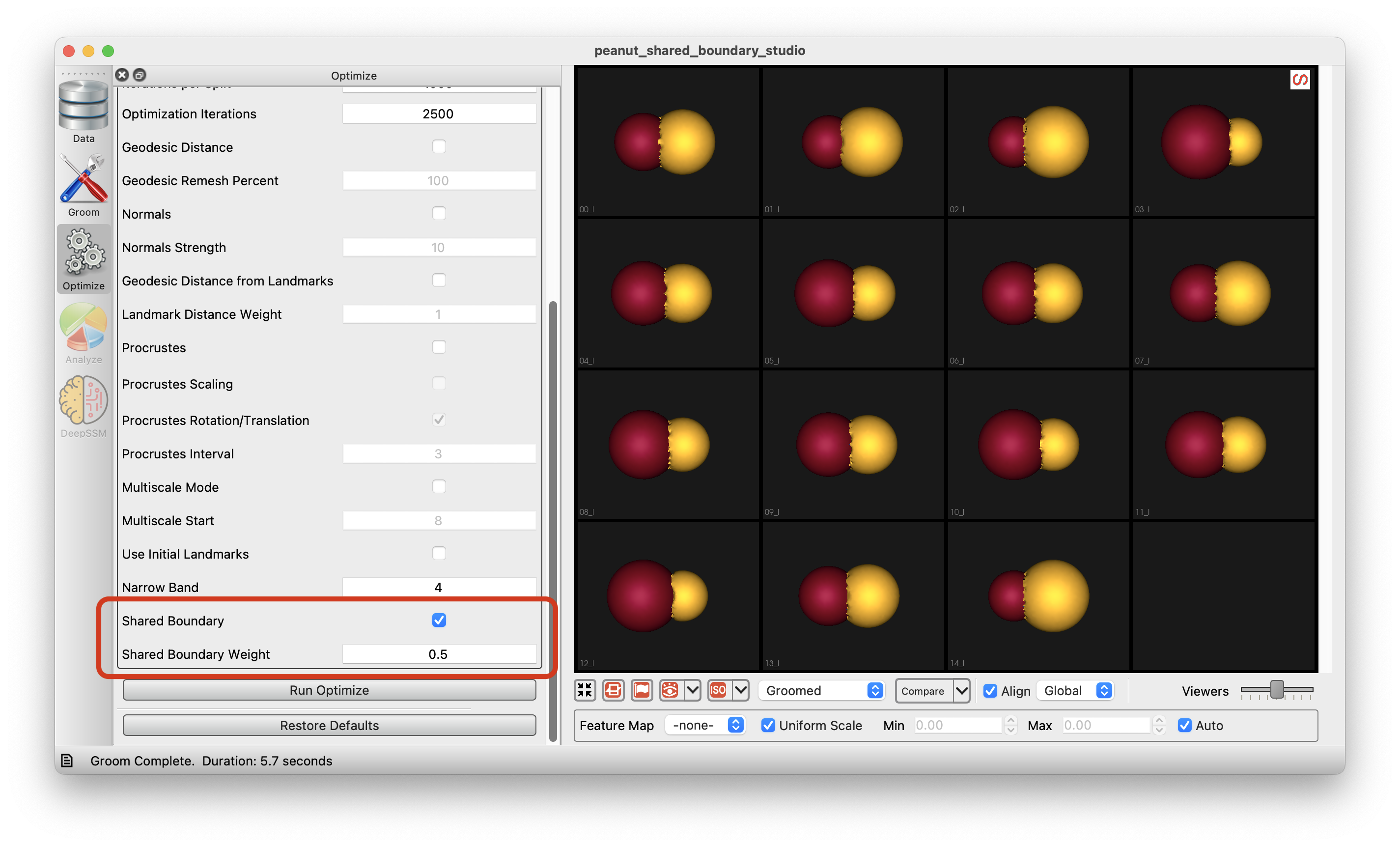 Shared Boundary Optimization Options in Studio