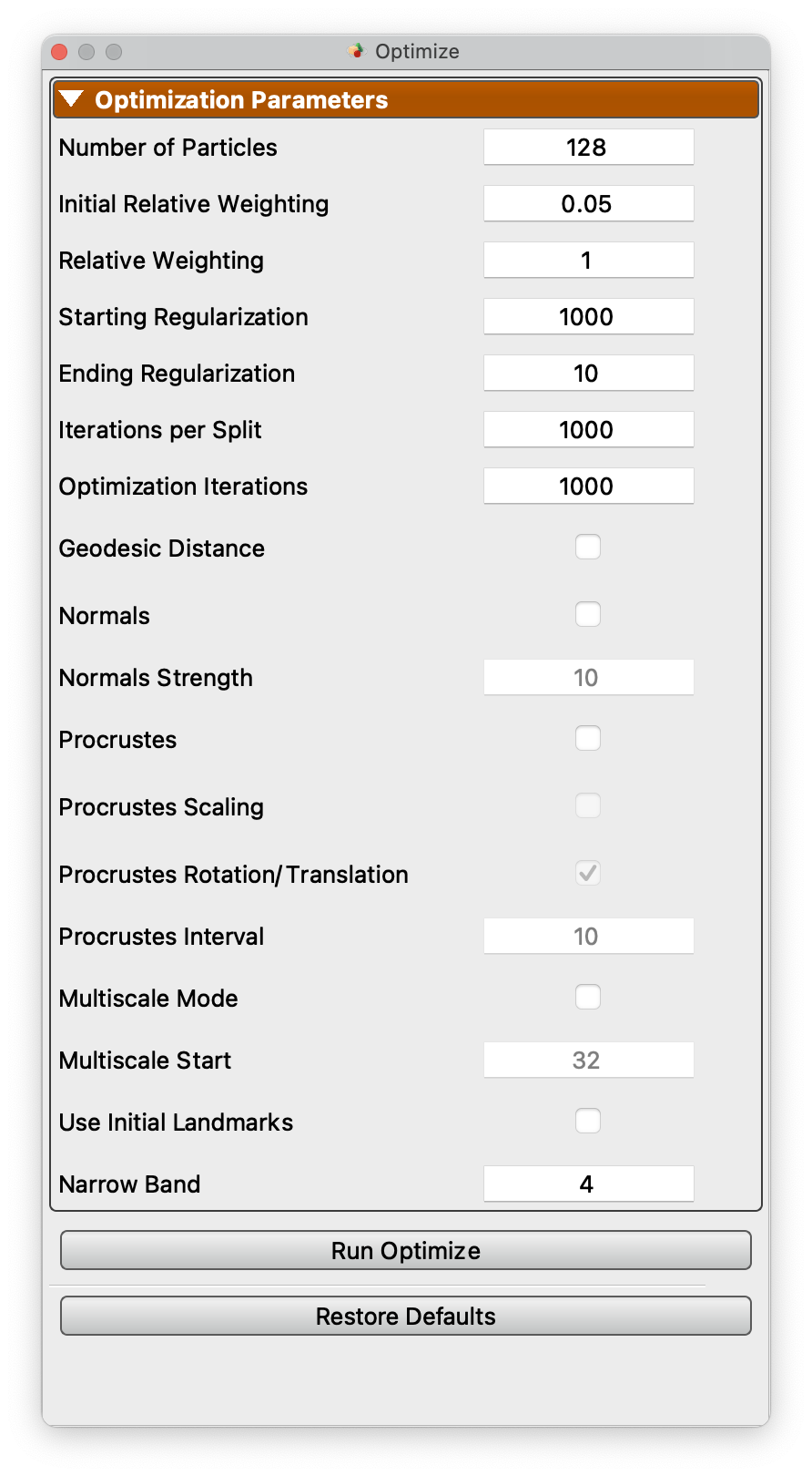 ShapeWorks Studio Optimize Module