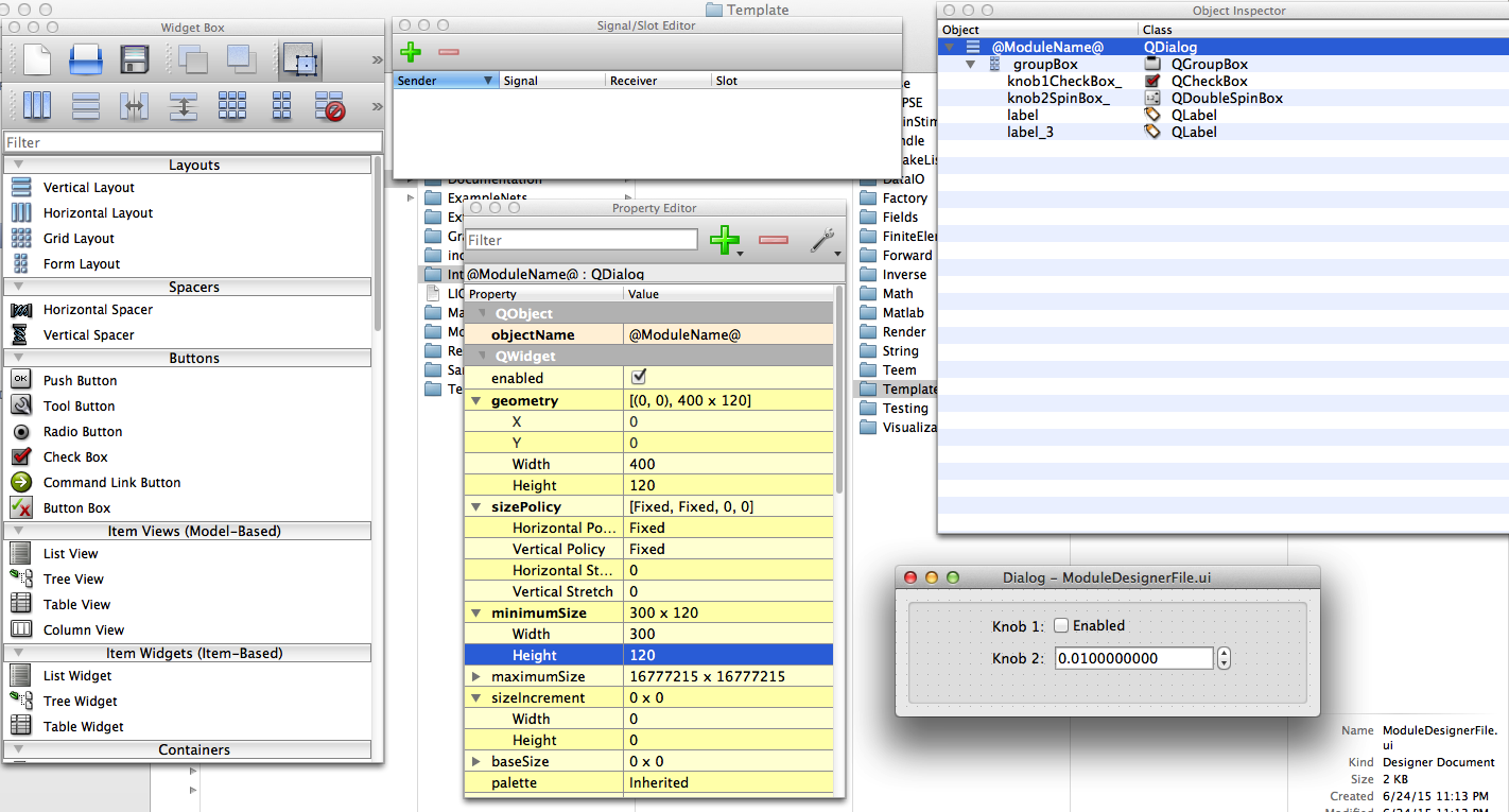 Template module interface design file as seen in the Qt editor