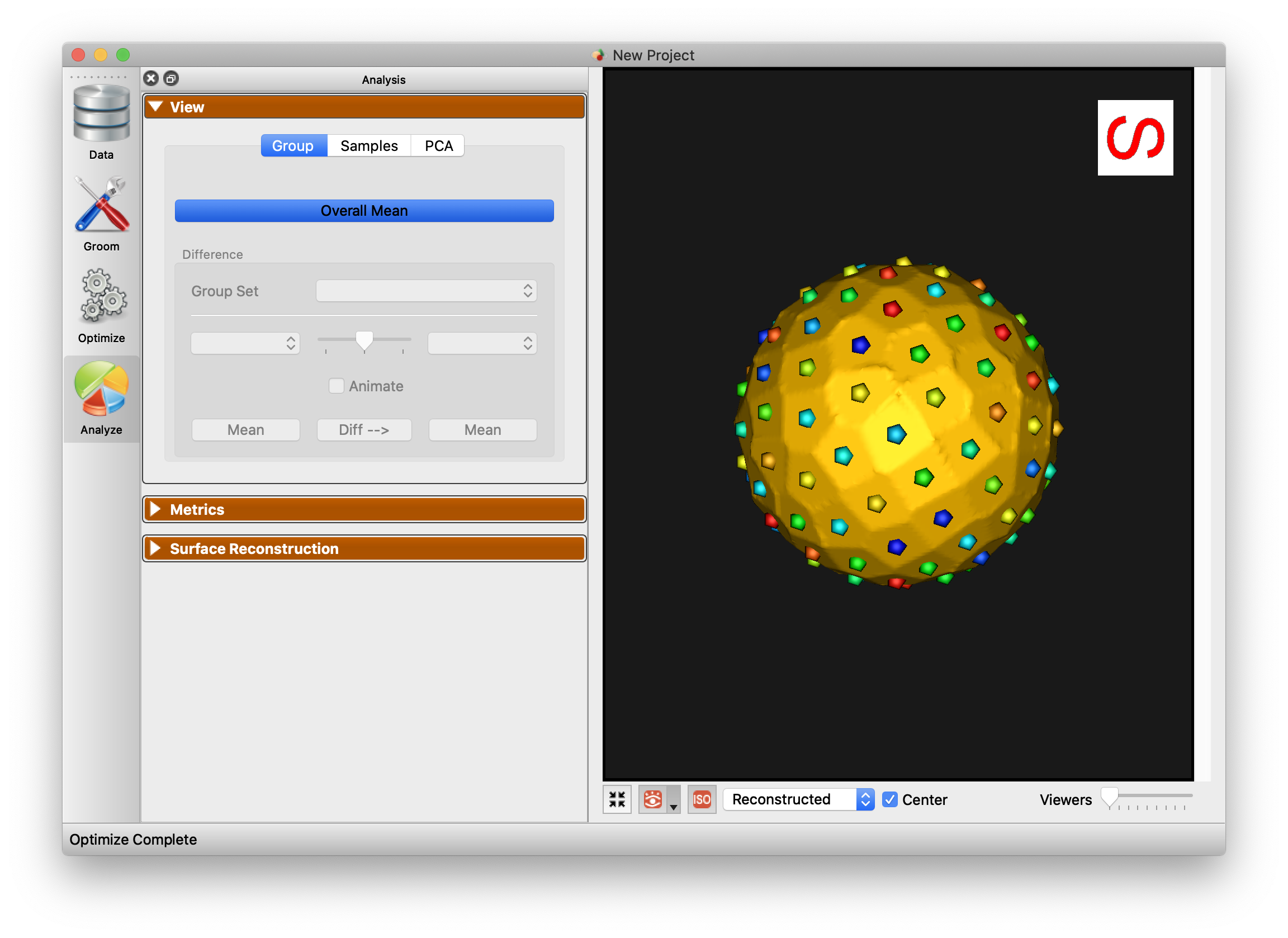 ShapeWorks Studio Analysis View Panel