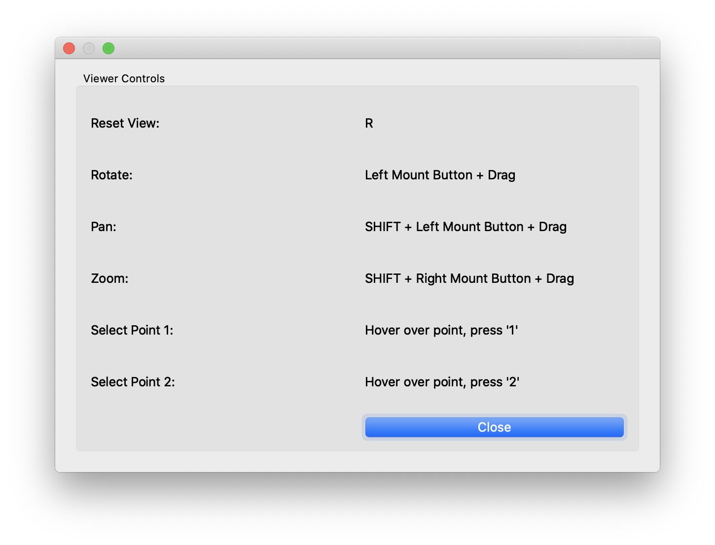 ShapeWorks Studio Keyboard Shortcuts