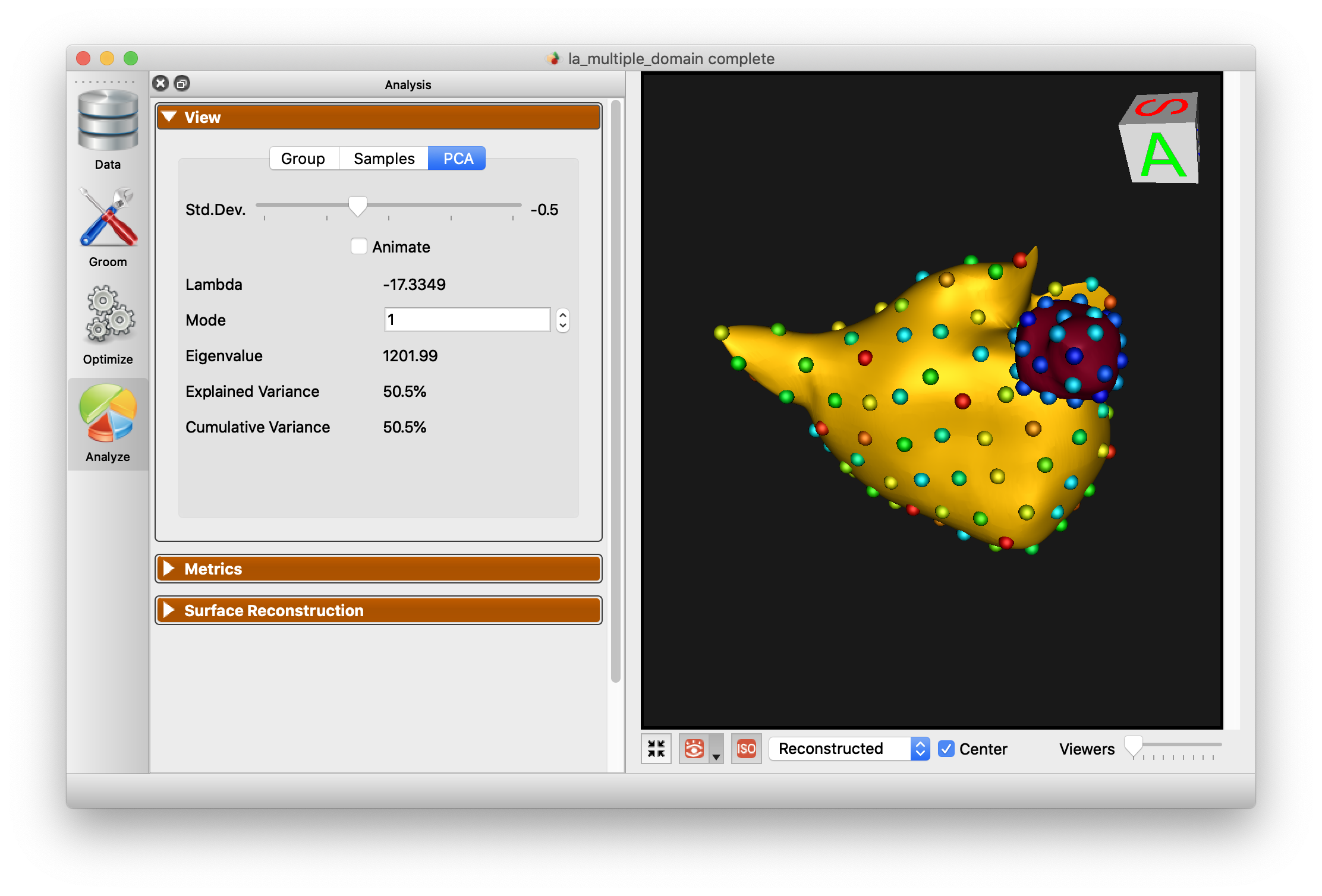 ShapeWorks Project with Multiple Domains - Analyze