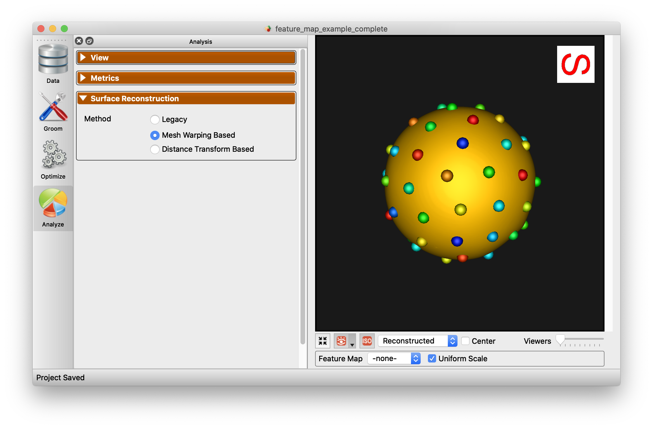 ShapeWorks Studio Analysis Surface Reconstruction Panel