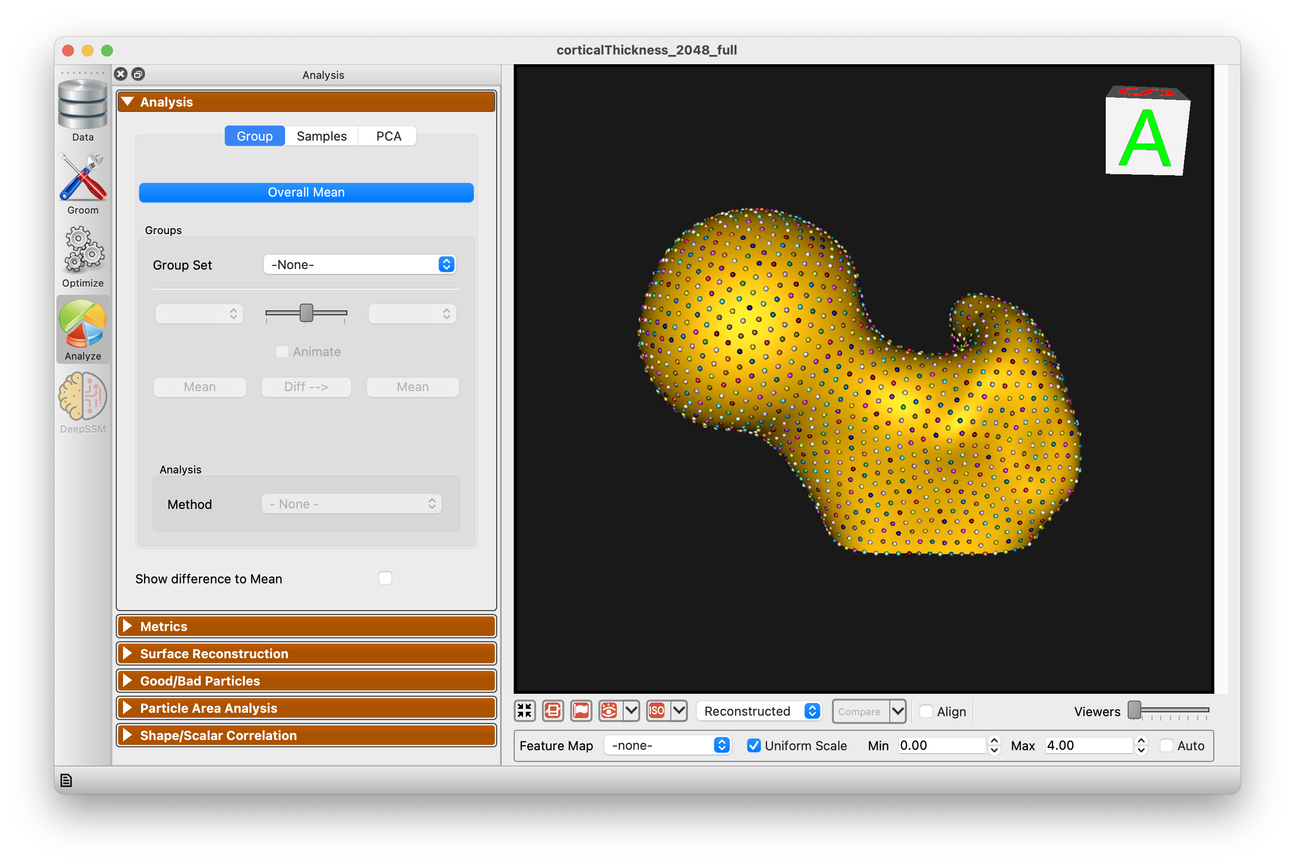 ShapeWorks Studio Analysis View Panel