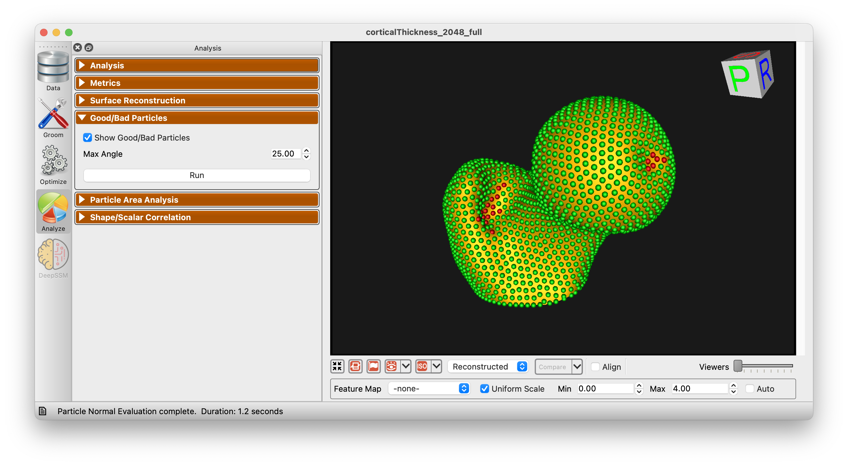 ShapeWorks Studio Good/Bad Particles Panel